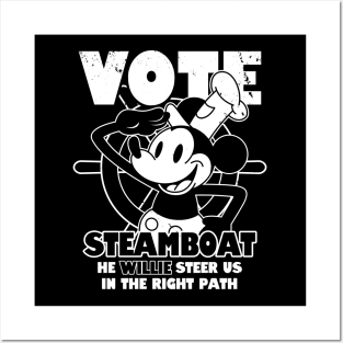 Vote Steamboat Willie Funny Vintage Presidential Election 2024 Posters and Art